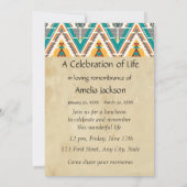 Memorial Photo Invite Boho Tribal Native Design Kaart (Achterkant)
