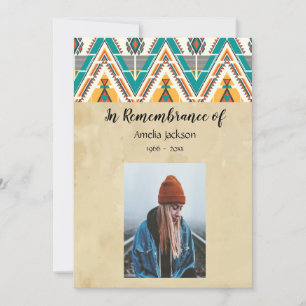 Memorial Photo Invite Boho Tribal Native Design Kaart