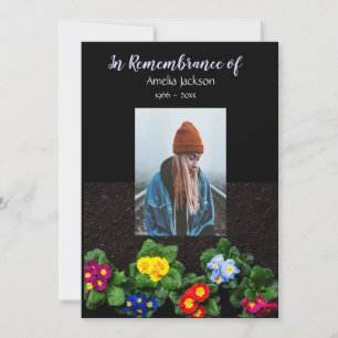 Memorial Photo Invite Gardener Gardening Primula Kaart