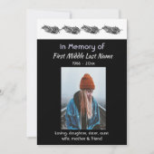 Memorial Photo Invite Graphic Art Feather Tribal Kaart (Voorkant)