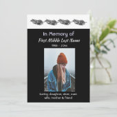 Memorial Photo Invite Graphic Art Feather Tribal Kaart (Staand voorkant)