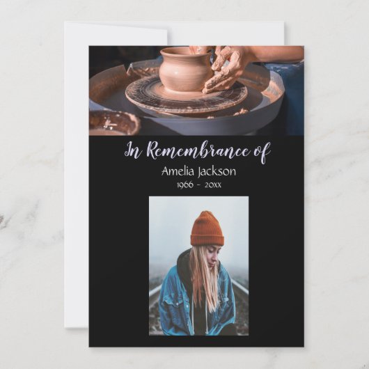 Memorial Photo Invite Pottery Potter Clay Kaart (Voorkant)