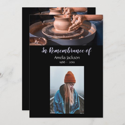 Memorial Photo Invite Pottery Potter Clay Kaart (Voorkant / Achterkant)