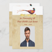 Memorial Photo Invite Watercolor Pheasant Bird Kaart (Voorkant / Achterkant)