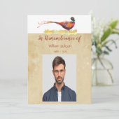 Memorial Photo Invite Waterverf Pheasant Bird Kaart (Staand voorkant)