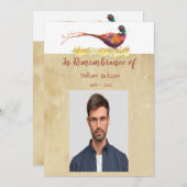 Memorial Photo Invite Waterverf Pheasant Bird Kaart (Voorkant / Achterkant)