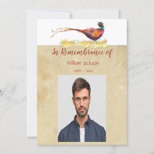 Memorial Photo Invite Waterverf Pheasant Bird Kaart