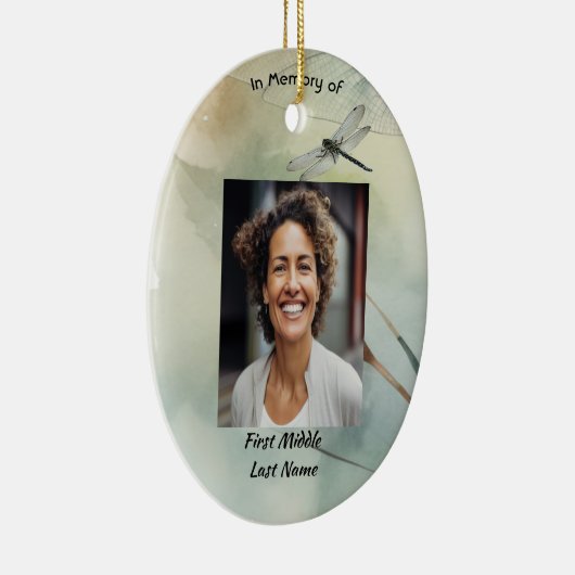 Memorial Photo Keepsake Custom  Dragonfly Keramisch Ornament (Rechts)