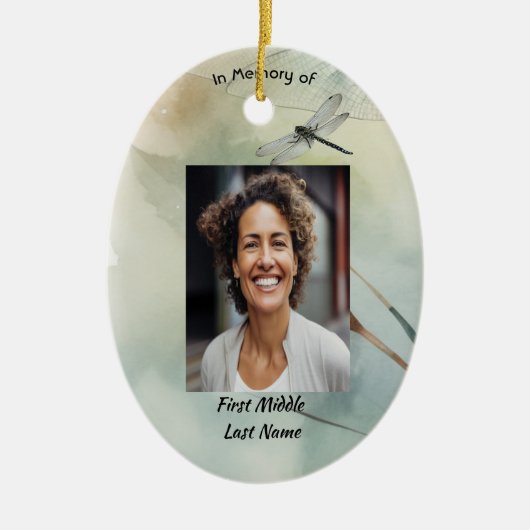 Memorial Photo Keepsake Custom  Dragonfly Keramisch Ornament (Voorkant)