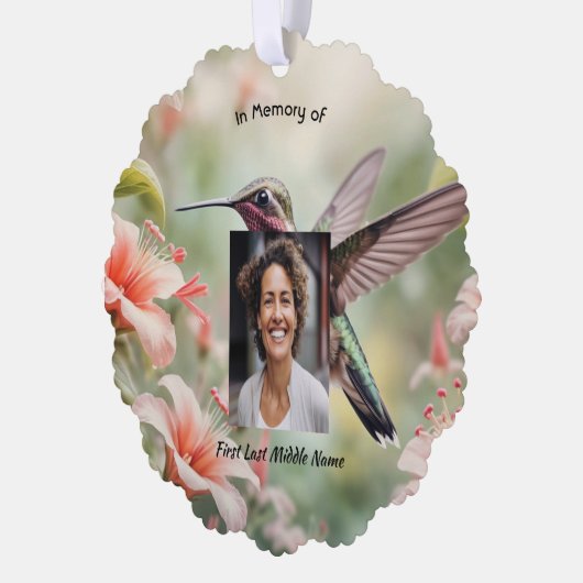  Memorial Photo Keepsake Hummingbird Ornament Kaart (Links)
