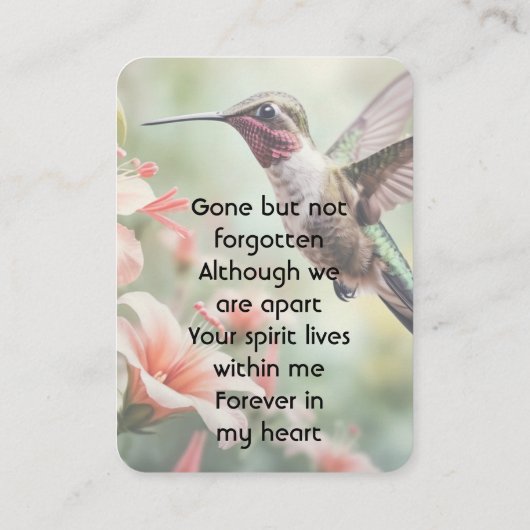  Memorial Photo Keepsake Hummingbird Visitekaartje (Achterkant)