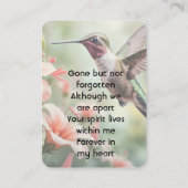  Memorial Photo Keepsake Hummingbird Visitekaartje (Achterkant)