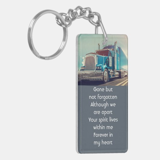 Memorial Photo Keepsake Semi Truck Tractor Trailer Sleutelhanger (Voorkant Links)