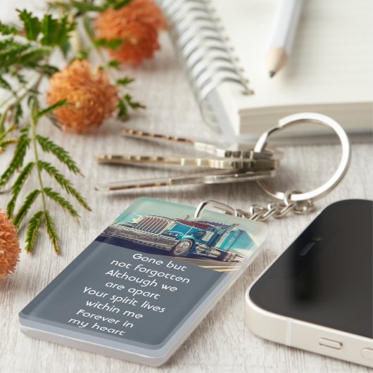 Memorial Photo Keepsake Semi Truck Tractor Trailer Sleutelhanger (Voorkant Rechts)