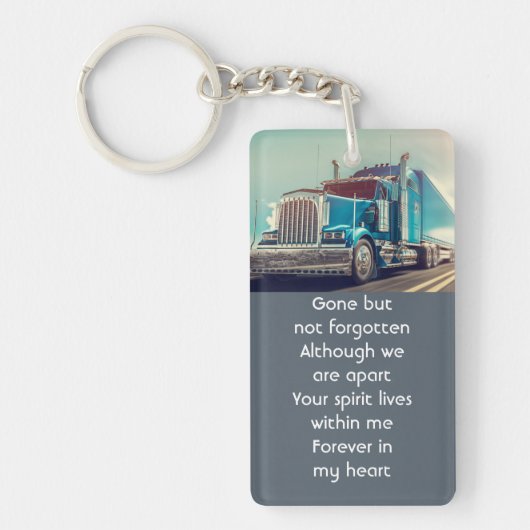Memorial Photo Keepsake Semi Truck Tractor Trailer Sleutelhanger (Voorkant)