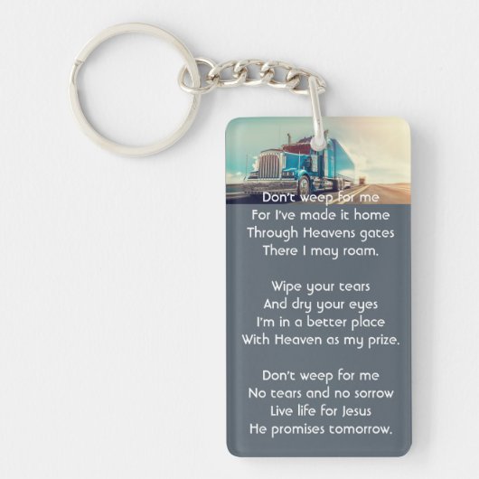 Memorial Photo Keepsake Semi Truck Tractor Trailer Sleutelhanger (Voorkant)
