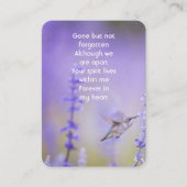 Memorial Photo Lavender Hummingbird Visitekaartje (Voorkant)