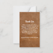 Memorial Photo Leather Funeral Dank je Kaart Notitiekaartje (Achterkant)