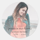 Memorial Photo Modern Stijlvolle begrafenis Ronde Sticker (Voorkant)