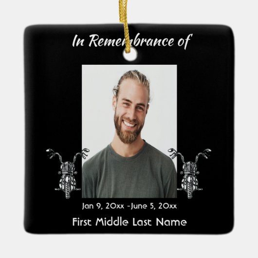 Memorial Photo Motorfiets Biker Keramisch Ornament (Voorkant)