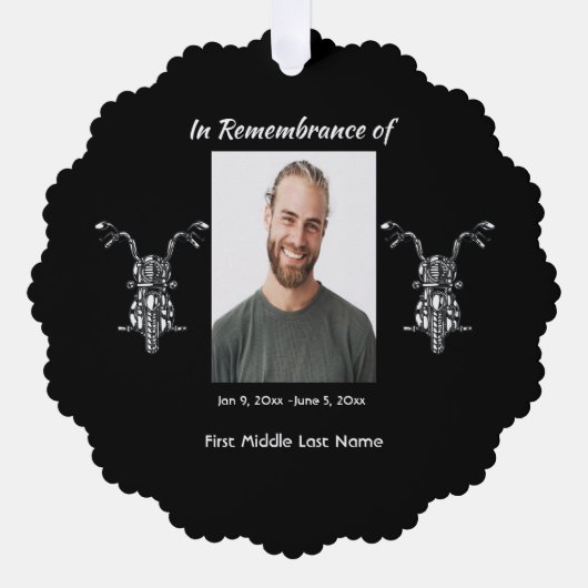 Memorial Photo Motorfiets Biker Ornament Kaart (Voorkant)