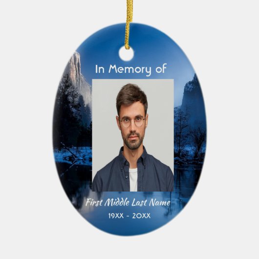 Memorial Photo Mountain Lake Winter Snow Keramisch Ornament (Voorkant)