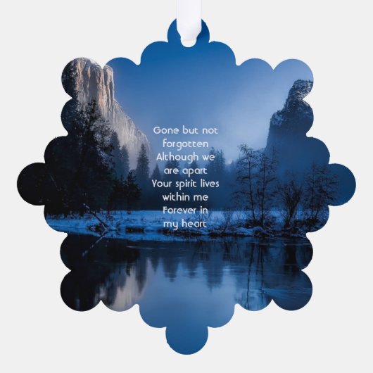 Memorial Photo Mountain Lake Winter Snow Ornament Kaart (Achterkant)