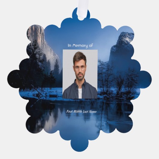 Memorial Photo Mountain Lake Winter Snow Ornament Kaart (Voorkant)