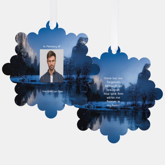 Memorial Photo Mountain Lake Winter Snow Ornament Kaart (Voorkant / Achterkant)