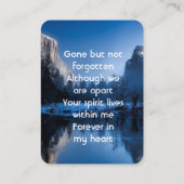 Memorial Photo Mountain Lake Winter Snow Visitekaartje (Achterkant)