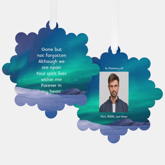 Memorial Photo Northern Lights Aurora Borealis Ornament Kaart (Voorkant / Achterkant)