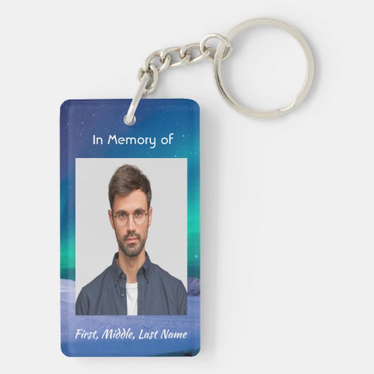 Memorial Photo Northern Lights Aurora Borealis Sleutelhanger (achterkant)