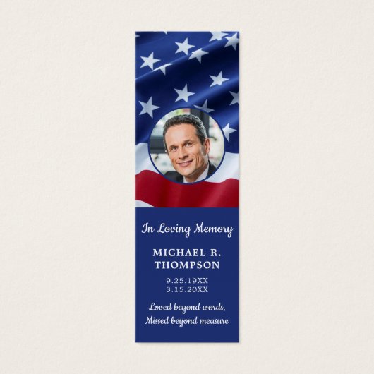 Memorial Photo Patriotic Funeral Prayer Bladwijzer Mini Visitekaartjes (Voorkant)