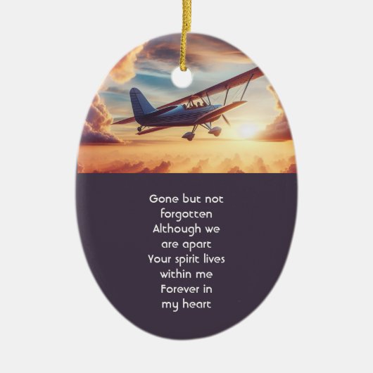 Memorial Photo Pilot Airplane Flying Sunset Keramisch Ornament (Voorkant)