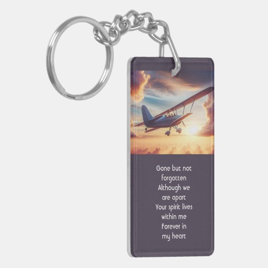 Memorial Photo Pilot Airplane Flying Sunset Sleutelhanger (Voorkant Links)
