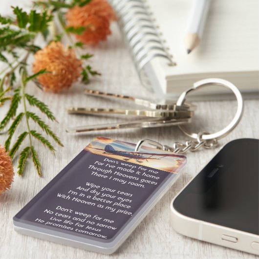 Memorial Photo Pilot Airplane Flying Sunset Sleutelhanger (Voorkant Rechts)