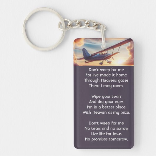 Memorial Photo Pilot Airplane Flying Sunset Sleutelhanger (Voorkant)