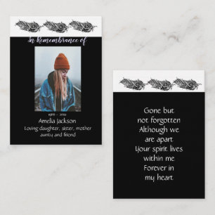 Memorial Photo Pocket Keepsake Feather Tribal Visitekaartje