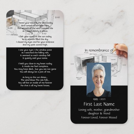 Memorial Photo Prayer Architecture Architect Visitekaartje (Voorkant / Achterkant)