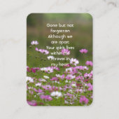 Memorial Photo Prayer Beautiful Wild Cosmos Flower Visitekaartje (Voorkant)