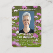 Memorial Photo Prayer Beautiful Wild Cosmos Flower Visitekaartje (Achterkant)
