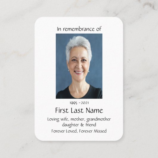 Memorial Photo Prayer Biker Bicycle Visitekaartje (Achterkant)