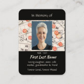 Memorial Photo Prayer Bingo Game Visitekaartje (Achterkant)
