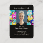 Memorial Photo Prayer Bingo Game Visitekaartje (Achterkant)