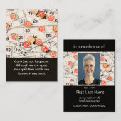 Memorial Photo Prayer Bingo Game Visitekaartje (Voorkant / Achterkant)