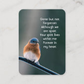 Memorial Photo Prayer Bluebird Garden Bird  Visitekaartje (Voorkant)
