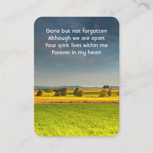 Memorial Photo Prayer Boerderij Crop Fields Landsc Visitekaartje (Voorkant)