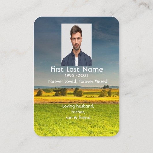 Memorial Photo Prayer Boerderij Crop Fields Landsc Visitekaartje (Achterkant)