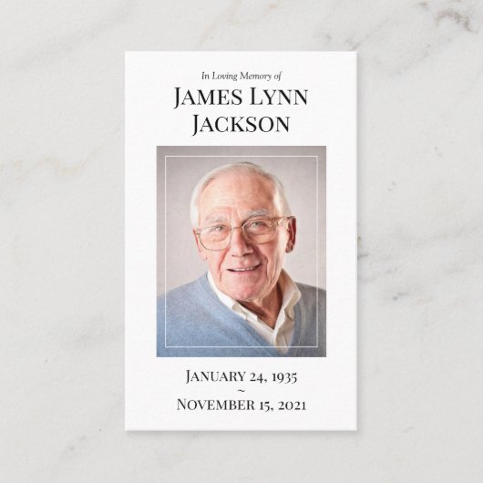 Memorial Photo Prayer Card | Ik ben vrij Visitekaartje (Voorkant)