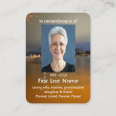 Memorial Photo Prayer Dawn Morning Lake Beach Dock Visitekaartje (Achterkant)